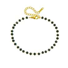 1 Stück elegantes, retro-bohemian-artiges schwarzes Armband aus Harz-Perlen und Edelstahlkette