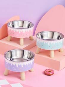 1pc/2pcs/3pcs Stainless Steel Elevated Pet Bowls With Sturdy Stand, Anti-Slip & Anti-Spill, Large Capacity For Cat And Dog Food And Water