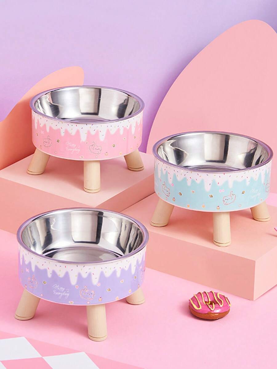 1pc/2pcs/3pcs Stainless Steel Elevated Pet Bowls With Sturdy Stand, Anti-Slip & Anti-Spill, Large Capacity For Cat And Dog Food And Water