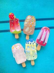 5pcs Refrigerator Magnet Fruit Ice Cream Popsicle Strawberry Watermelon Simulation Food Play Home Decoration DIY Magnet
