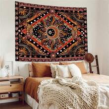 1pc Hippie Sun And Moon Tapestry Bohemian Celestial Tapestry Aesthetic Tapestries Wall Tapestry For Bedroom Medieval Tapestry For Bedroom And Living Room Decor Sun And Moon, Can Be Used As Sofa Cover, Wall Hanging, Photo Backdrop, Indoor Tablecloth And Outdoor Picnic Blanket Home Decor Room Decoration Stuff Bedroom Decor Flag - Multicolor - View 3