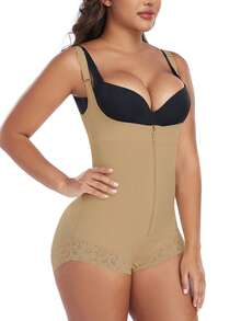 Shapewear For Women Tummy Control Body Shaper Zipper Open Bust Bodysuit Butt Lifter Without Bra - Camel - View 3