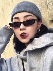 1pc Street Style Small Square Frame Fashion Retro Unique Design Fashion Glasses Preppy Style For Back To School Cat Eye Shape - Multicolor - View 3