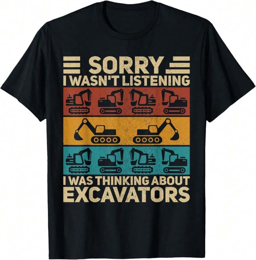 Excavators Outfit Retro Construction Worker Funny Excavator T-Shirt Gift For Teacher Gift For Skincare Junkiescotton T Shirt,Graphic Tees,Vintage T Shirts,100 Percent Cotton T Shirt,Oversize - Black - View 1