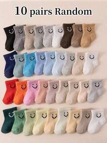 10 Pairs Baby Smiling Face Socks, Suitable For 0-8 Years Old Children - Multicolor - View 34