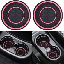 2 Stücke Getränkehalter Untersetzer für Autos, Getränkehalterungsaufsatz, rutschfeste Getränkehalter, Flaschenhalter Pads, universell für Fahrzeuge, Lkw, Wohnmobile, Autoinnenausstattung für Frauen und Männer Schwarz-Rot/Blau/Weiß