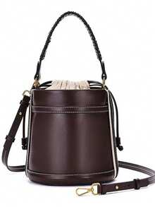 2025 春季新款时尚个性拼布通勤单肩手提包托特包编织水桶包 - 彩色 - 查看 2