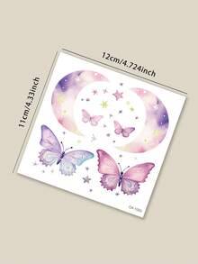 STARTTOOS 6pcs Glitter Butterfly, Crescent, Star, Flower Pattern Temporary Tattoos, Waterproof Tattoo Stickers For Women Daily, Party, Holiday Gifts, Body Decor, Wrist - Multicolor - View 11