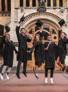 1 طقم قبعة وشريط التخرج الدكتوراه، ديكور إكسسوار للتصوير في حفلة المدرسة وطقوس التخرج