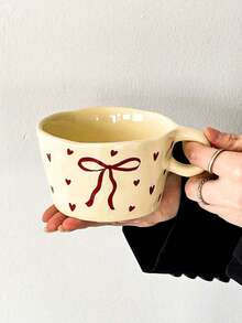 1pc Hand-Painted Strawberry Porcelain Coffee Cup, Ceramic Tea Cup With Creative Design, Classic Drinkware With Handle, Suitable For Hot Or Cold Beverages, Perfect For Summer And Winter Dining, Christmas, Wedding, Birthday, Valentine's Day Gifts - Multicolor - View 11