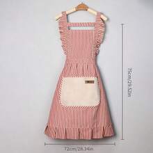 Cotton And Linen Striped Apron, Fashionable, Breathable For Housework, Restaurant, Princess Waist, Home, Outdoor, Kitchen, Shoulder Strap, Belt, High-Quality Fabric, Resistant To Friction And Not Easy To Pill, The Widened Tie At The Back Can Be Adjusted To Suit All Body Types - Multicolor - View 12