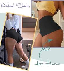 Women's High Waist Yoga Booty Shorts Workout Spandex Dance Hot Pants Butt Lifting Leggings Rave Outfits Customized Christmas New Year - 黑色 - 查看 6