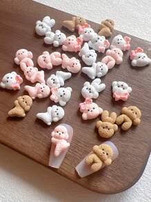 30 Pcs Cute Teddy Dog Shaped Resin Nail Art 3D Decorations