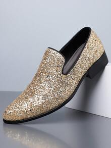 1 双男士优雅亮片一脚蹬乐福鞋，适合夜店派对 Old Money Chic 秋季 - 彩色 - 查看 19