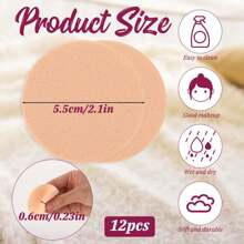 12 piezas Esponjas de maquillaje redondas, para base de maquillaje, borla de maquillaje en polvo, almohadilla para esponja de maquillaje, difuminador de borla de polvo (tono de piel)
