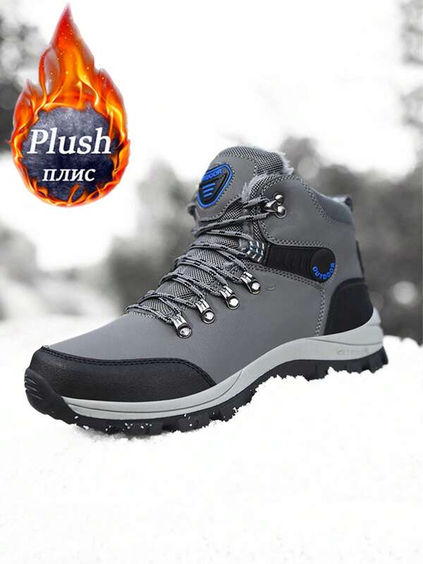 Men's Autumn/Winter Outdoor Snow Boots, Fashionable Hiking Boots, Anti-Slip & Wear-Resistant, Warm & Comfortable