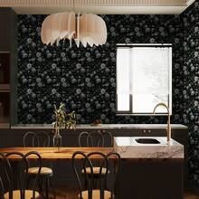 1Roll French Retro Self-Adhesive Wallpaper - Dark Background Elegant Flower Pattern, Peel And Stick Contact Paper, Waterproof, Removable, Easy To Use, Home Decor Wall Sticker, Wall Art Murals, Suitable For Kitchen, Bedroom, Living Room, Cabinets, Wardrobes, Tables Furniture Renovation - Multicolor - View 6