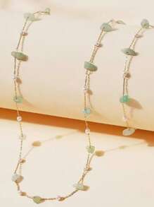1 Set Fashionable Minimalist Beaded Necklace And Bracelet & Finger Ring Elegant Delicate Jewelry Set