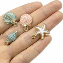 30pcs Assorted Enamel Ocean Series Charms (Starfish, Seashell, Conch), For DIY Jewelry Making Necklace Bracelet Earrings Pendants