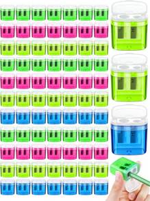 24pcs Mechanical Pencil Sharpeners, Dual Holes Manual Pencil Sharpeners With Covers, Portable Office & School Supplies, 4 Color Set, Colors Assorted, School Supplies,Back To School