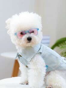 1 件宠物配件眼镜装饰，方形圆边 - 蓝色 - 藍色 - 查看 3