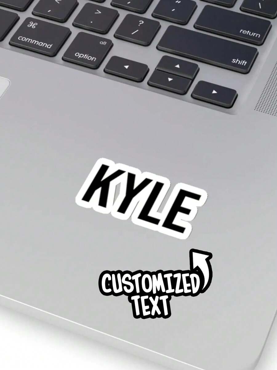 全新 在此处填写您的文字 透明白色背景贴纸，定制透明乙烯基贴纸，定制透明贴纸，透明乙烯基定制徽标，吻切定制贴纸。可选不同字体 学校用品，返校季 - 白底不乾膠 - 查看 1