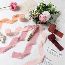 1 rollo de 5 metros de cinta de gasa, cinta de seda para atar ramos de flores de boda, lazo decorativo para embalaje de regalos, cinta de gasa teñida a mano para decoración de regalos DIY
