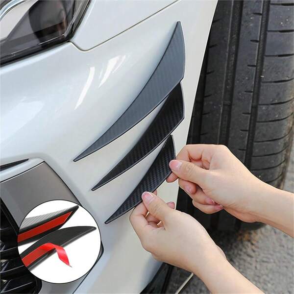 6er Pack Auto Spoiler Canards Kit, universeller Auto Front Stoßstangen Lippe Splitter, Karosserie Anti-Kollisions Diffusor, Außen Soft Gummi Dekorative Aufkleber