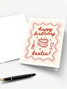 1 pieza Tarjeta de cumpleaños sincera para la mejor amiga con un poema de amor divertido, diseño rosa y blanco - Regalo de cumpleaños ideal de primavera para la mejor amiga, tarjeta de cumpleaños para la mejor amiga | Encantadora estética | Tarjeta de papel