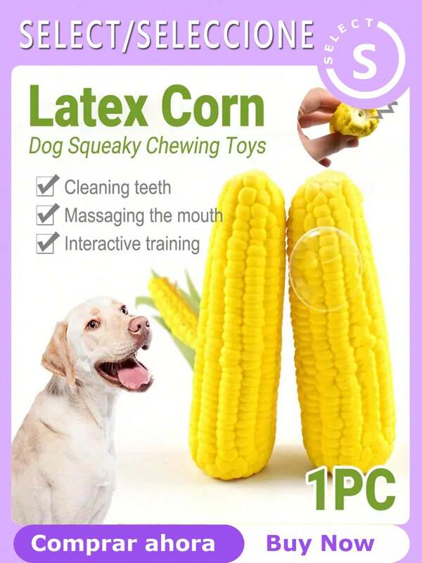 Pet Squeaky Toy Dog Chew Toy Latex Dog Toy Corn Dog Toy Squeaky Corn Toy Durable Dog Toy Interactive Pet Toy Pet Corn Chew Realistic Corn Toy Dog Squeaky Chew Bite Resistant Dog Toy