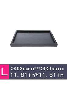 1pc Black Wooden Tray, Suitable For Food, Cakes, Salads, Fruits, Sushi, Drinks, Steaks, Pizzas, Cereals, Matte Textured Surface, Serving Platter For Cafes, Home, Desserts, Tea, Bread, Snacks And Cups
