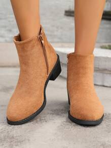 Neue modische Stiefeletten für Damen im Herbst/Winter, vielseitig einsetzbare Schuhe mit mittlerem Absatz, rutschfest, seitlichem Reißverschluss, sexy Schnallenverschluss