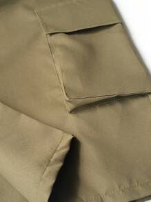 Plus Size Men's Summer Casual Multi-Pocket Drawstring Waist 3/4 Shorts