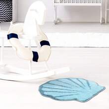 1件装毛绒扇贝形浴室地垫 - 仿羊羔绒材质，TPR防滑，可机洗，蓝白贝壳图案，柔软蓬松的仿羊羔绒材质，适用于浴室、卧室、厨房、办公室、游戏室 - 装饰地垫，浴室地垫，厨房装饰，厨房地毯 - 彩色 - 查看 5