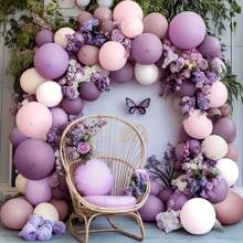 110pcs Purple Balloon Arch Set, Boho Balloon Garland With Purple, Metallic Gold, White Balloons For Wedding Shower, Engagement, Bride, Birthday, Party Decor