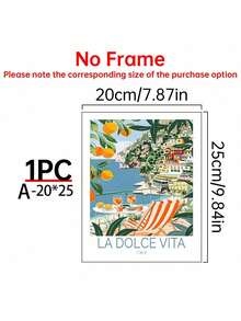 La Dolce Vita Travel Poster, Italy Wall Decor, La Dolce Vita Coast Poster, Italian Print, Retro Spritz Art, Honeymoon Gifts, Set Of 1, Canvas Posters, Canvas Wall Decor For Home, Living Room, Bed Room, Kitchen ,Bathroom,Wall Art Birthday Graduation Coastal Decor Coastal Decor Beach Decor