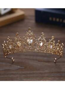 1 Peça Luxuosa Tiara Estilo Barroco Dourada com Strass, Acessório de Cabelo Princesa Cintilante de Cristal de Alta Qualidade para Noiva e Casamento, Adequado para Casamentos, Aniversários, Apresentações de Dança, Festas de Coroação Adulta, Presentes do Dia dos Namorados