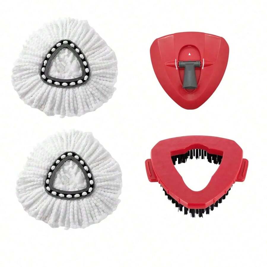 2 Mop Replace Heads, 1 Mop Base And 1 Mop Scrub Brush Set For For O-Cedar And , Compatible With EasyWring 1-Tank System - 2個拖把,1個底座,1把刷子 - 查看 1