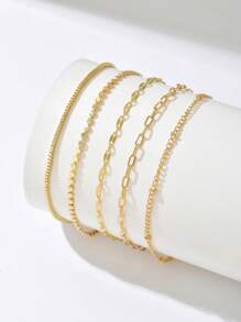 5pcs/Set Elegant Stackable Women Bracelets, Minimalist Jewelry (Bead Quantity Random, Standard Fixed Length)