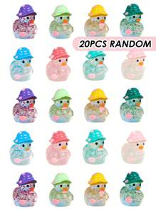 100/50/20/10/1pc Luminous Flash Mini Ducks, Miniature Duck With Hats, Fluorescence Fairy Garden Decoration, Cute Animals Micro Landscape,Desktop Decoration Accessories Home Decor
