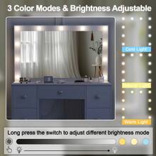 Teousev Dressing Table Large 7 Drawers Vanity Set Makeup Desk W/ LED Makeup Mirror White