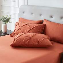 7 Pieces (Full/Queen/King) Elegant Bed In A Bag Comforter Set, Twin(5 Pieces),Stylish Solid Comforter, Soft Microfiber, Comfortable And Warm, Cloud-Like Soft Bedding Set, Bedroom Decor For Spring/Summer/Autumn/Winter, Ideal Gift - 亮橙色 - 查看 7