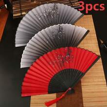 3pcs/Set Folding Fan For Dancing Performance Photography Handwork Japanese Cheongsam Portable Folding Mini Fan, Random Fan Hole Design - Butterfly Folding Fan - View 3