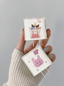5 Stück/Set niedliche Schwein/Katze Muster kompatibel mit 18W/20W Apple Ladegerät Schutzabdeckungen, TPU weiche Kabelschutz, Ladezubehör, Handyzubehör