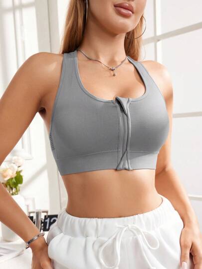 1pc Zippered Seamless Sports BH Removable Pads view 6