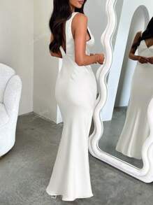Look Polly Summer Women Dresses,Solid Color Silk Long Skirt Suspender Dress,Wedding Women Dresses Fall Women Clothes, Back To School Clothes,All White Party Outfit Women Off-The-Shoulder Dress Prom Dress,Elegant And Sexy V-Neck Long Dress
