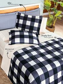 Bedspread 3 Pieces King\Queen\Double\Single Double Sided 200 Thread Count Percale Austin Quilted - Sweet Vitta Black - View 2