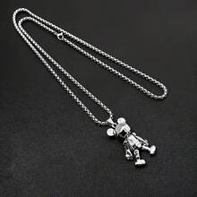 1pc Zinc Alloy Movable Arm/Leg Bear Pendant Necklace, Creative For Men's Casual Wear