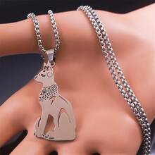 1 chiếc vòng cổ nữ thần Ai Cập bằng thép không gỉ màu bạc, trang sức giả cổ lấy cảm hứng từ phong cách vintage. - con mèo - Xem 5