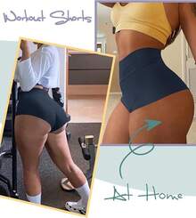 Women's High Waist Yoga Booty Shorts Workout Spandex Dance Hot Pants Butt Lifting Leggings Rave Outfits Customized Christmas New Year - 海軍 - 查看 6